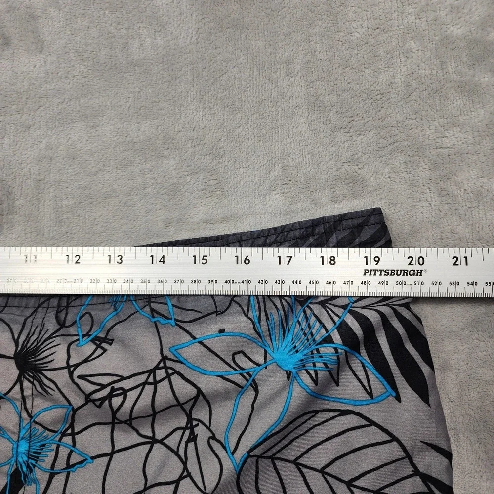 Islander Swim Trunks Mens M Gray Blue Floral‎ Lined Elastic Waist Beach Summer